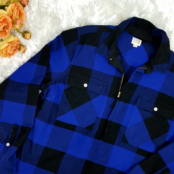 J. Crew Factory Tops - J. Crew Factory Buffalo Plaid Shirt Zipper Jacket